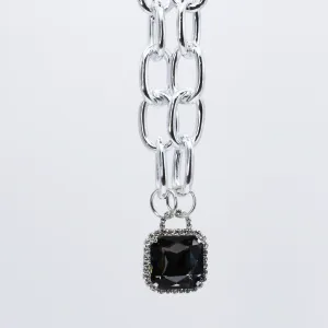 Black Glamour Chunk Necklace Silver