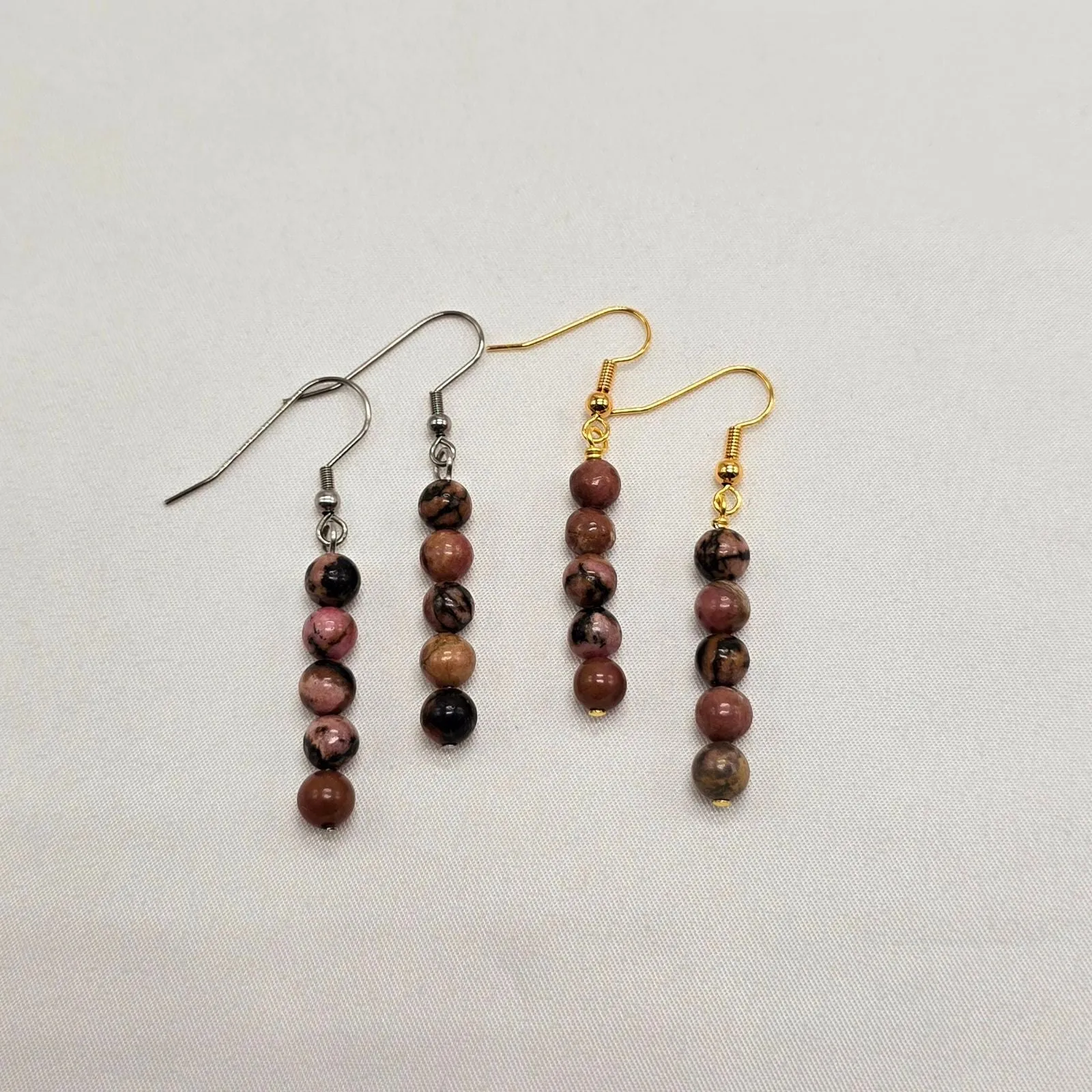 Black Lace Rhodonite Earrings