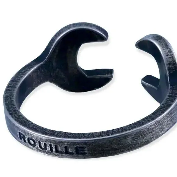 Black Moto Wrench Cuff Ring