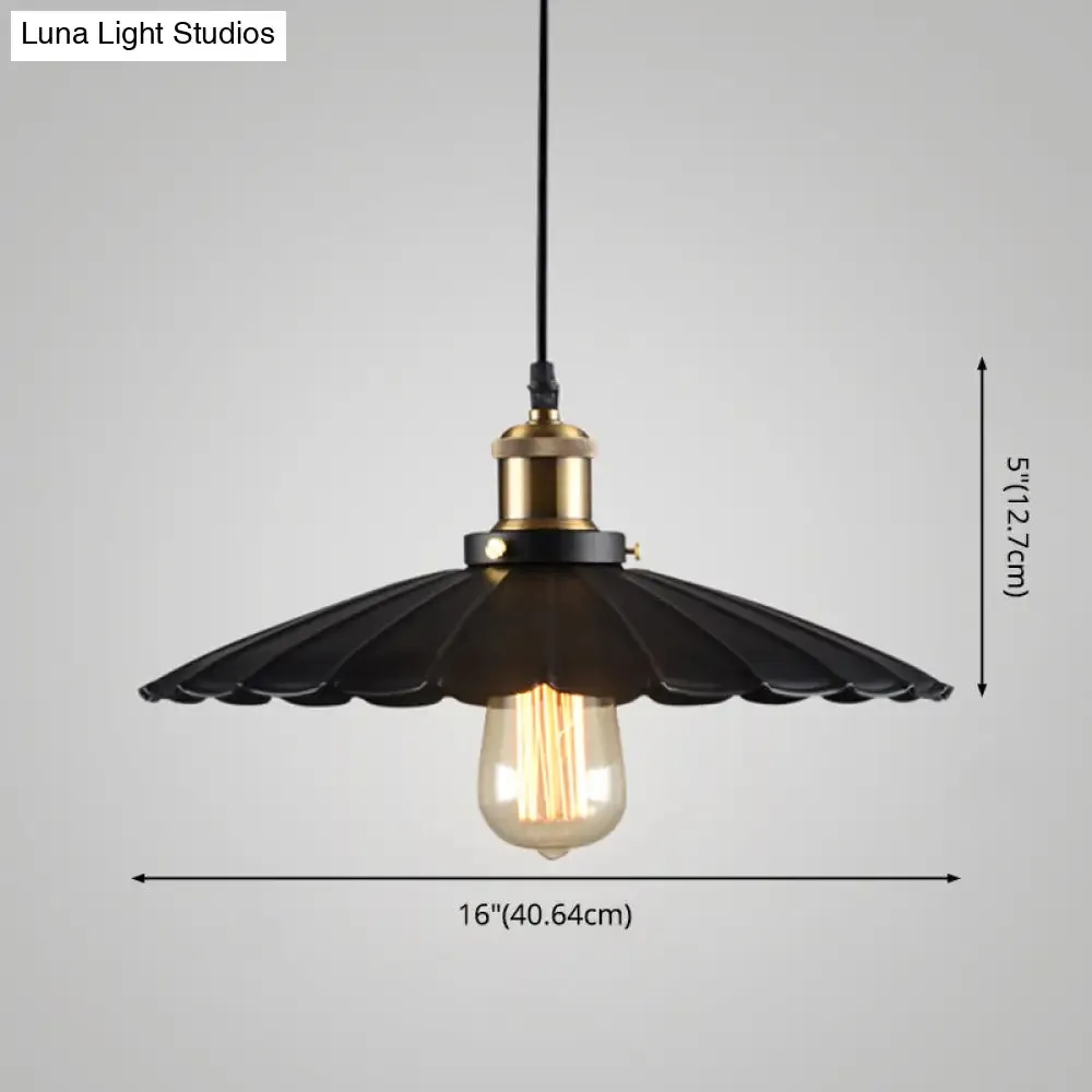 Black Scalloped Metal Pendant Lighting for Farm-Styled Coffee Shops