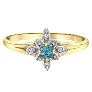 Blue Topaz and Diamond Flower Ring