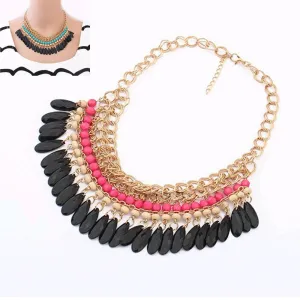 Bohemia Jewelry Necklace 2016 Fashion Water Drop Acrylic Chain Collar Gold Necklace & Pendant Tassel Statement Necklace Women