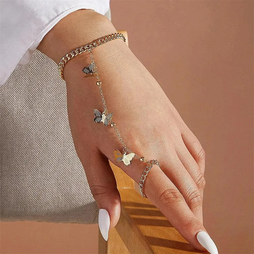 Bracelets and Finger Rings Charm Jewelry - Simple Chain - Gold Plated - TSJ3