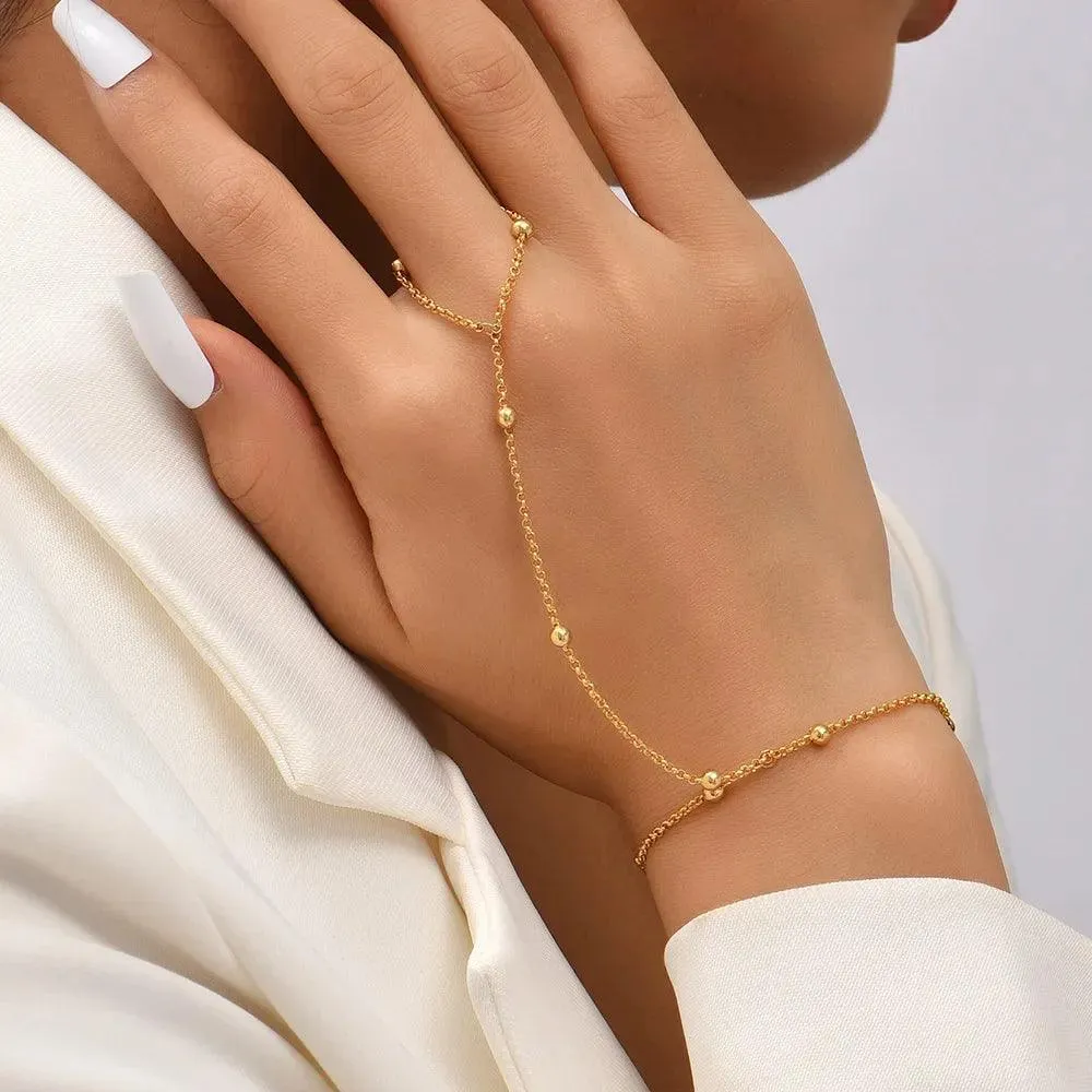 Bracelets and Finger Rings Charm Jewelry - Simple Chain - Gold Plated - TSJ3