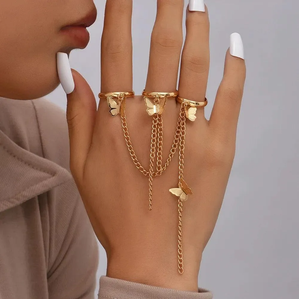 Bracelets and Finger Rings Charm Jewelry - Simple Chain - Gold Plated - TSJ3