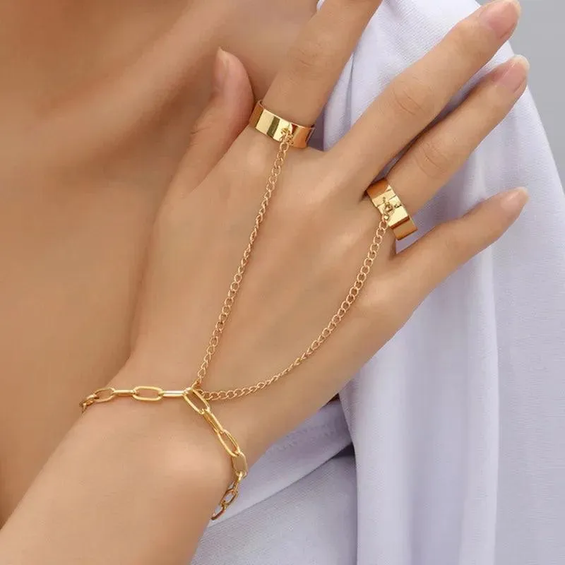 Bracelets and Finger Rings Charm Jewelry - Simple Chain - Gold Plated - TSJ3