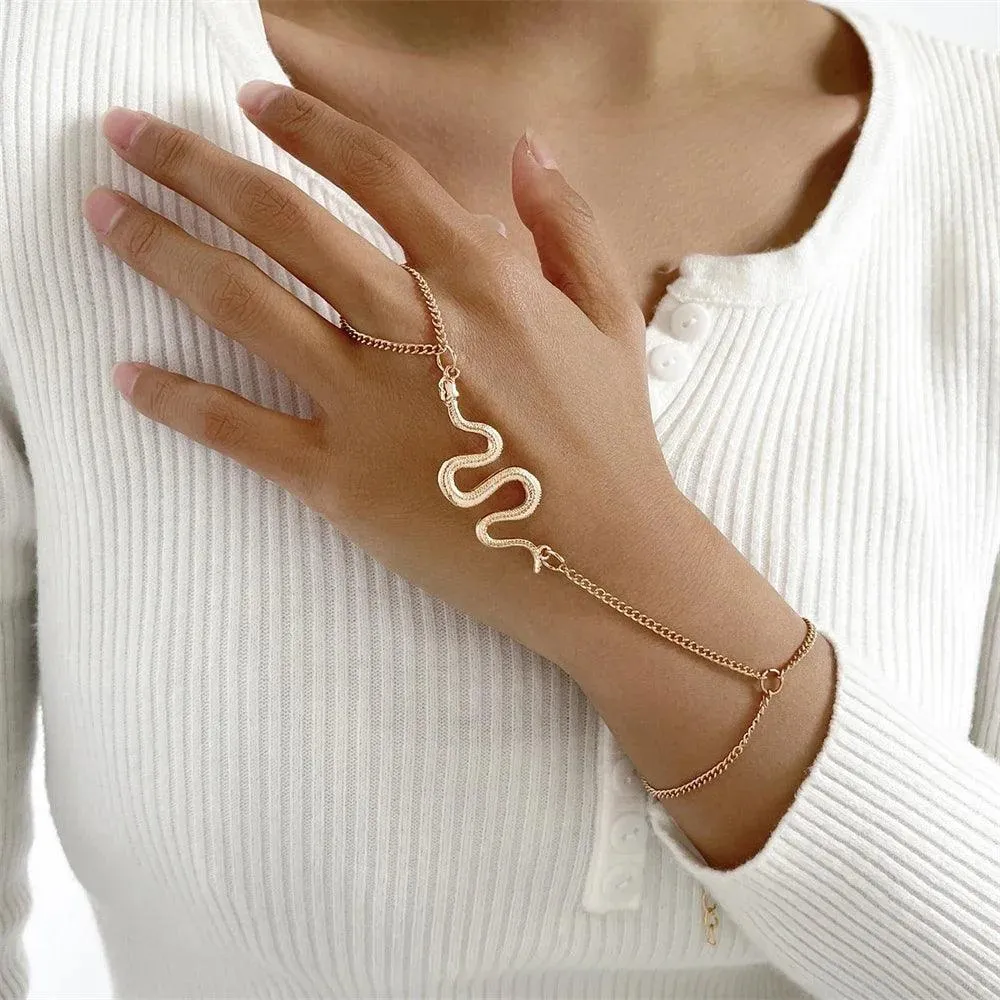 Bracelets and Finger Rings Charm Jewelry - Simple Chain - Gold Plated - TSJ3