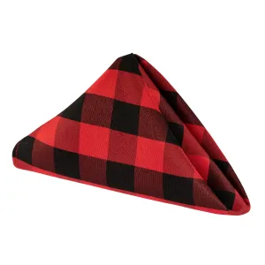 Buffalo Plaid Checkered Polyester Napkin 20"x20" - Black & Red