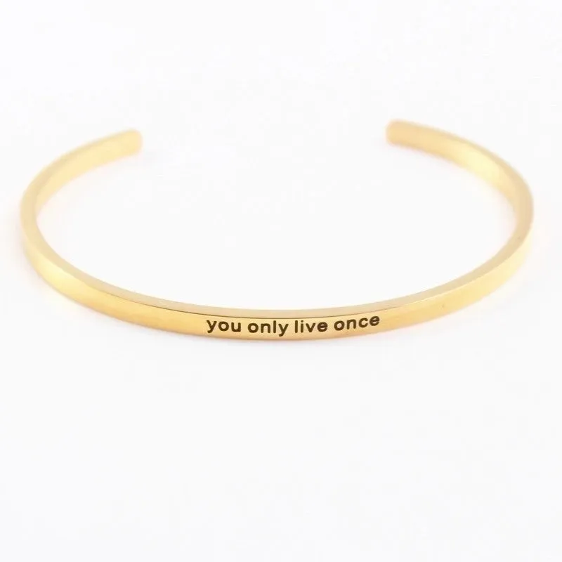 Casual Simple Style Letter Stainless Steel Cuff Bracelets