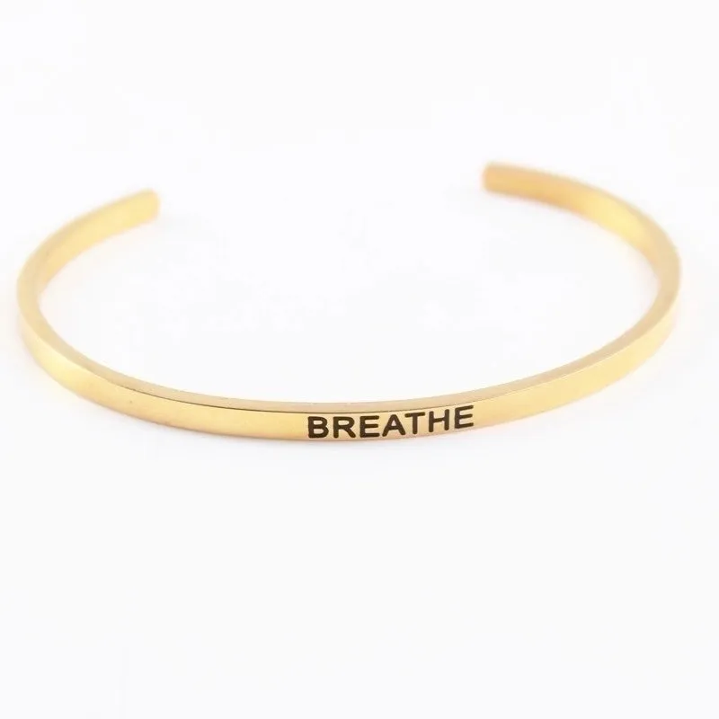 Casual Simple Style Letter Stainless Steel Cuff Bracelets