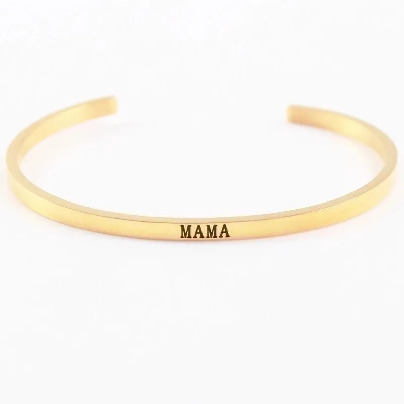 Casual Simple Style Letter Stainless Steel Cuff Bracelets