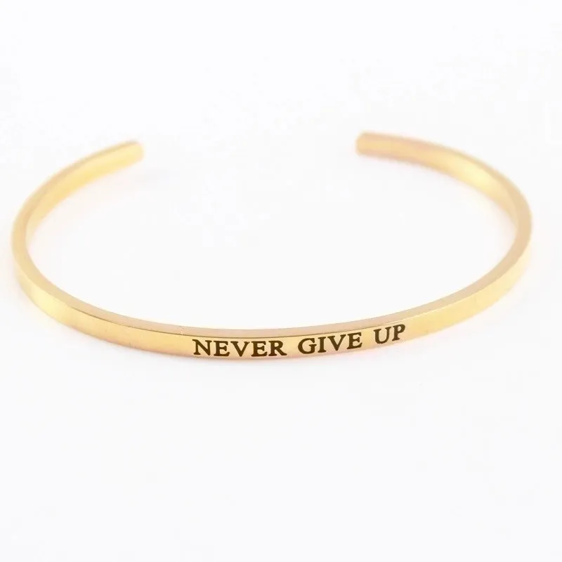 Casual Simple Style Letter Stainless Steel Cuff Bracelets