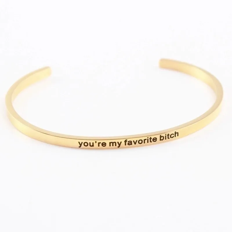 Casual Simple Style Letter Stainless Steel Cuff Bracelets