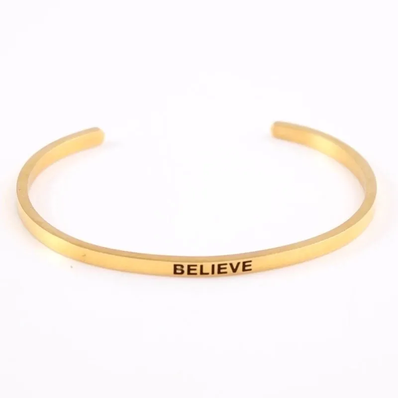 Casual Simple Style Letter Stainless Steel Cuff Bracelets