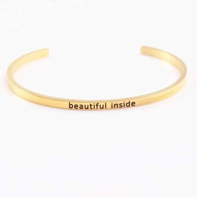 Casual Simple Style Letter Stainless Steel Cuff Bracelets