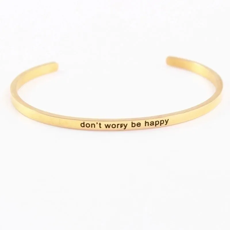 Casual Simple Style Letter Stainless Steel Cuff Bracelets