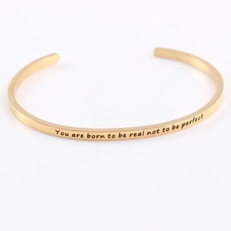 Casual Simple Style Letter Stainless Steel Cuff Bracelets