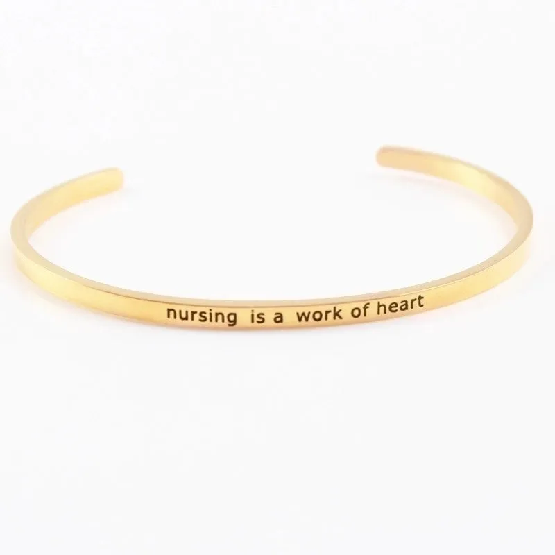 Casual Simple Style Letter Stainless Steel Cuff Bracelets