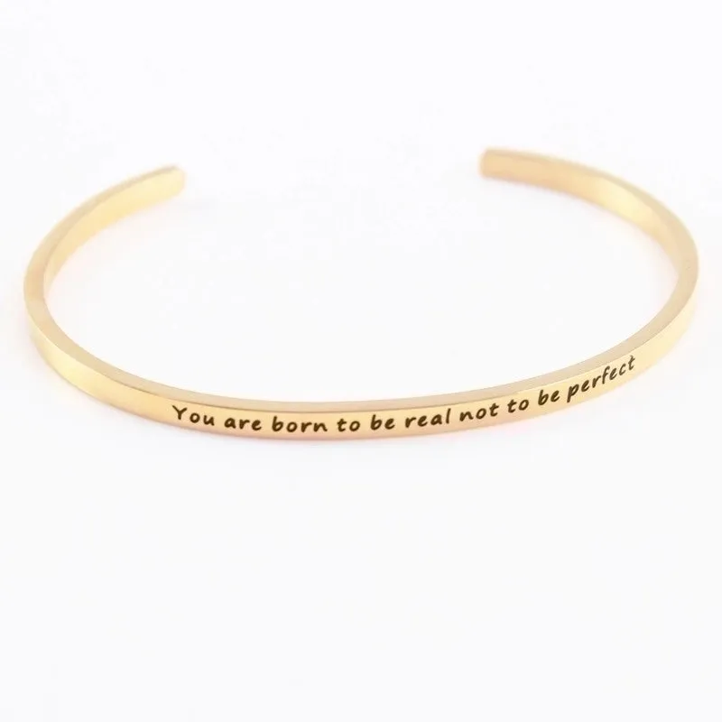 Casual Simple Style Letter Stainless Steel Cuff Bracelets