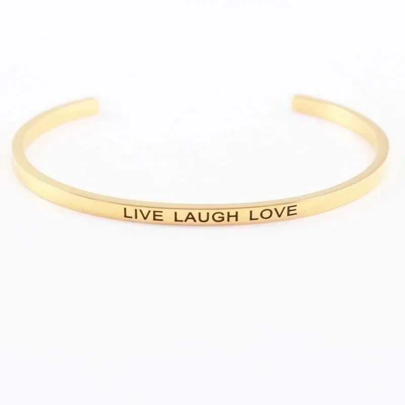 Casual Simple Style Letter Stainless Steel Cuff Bracelets