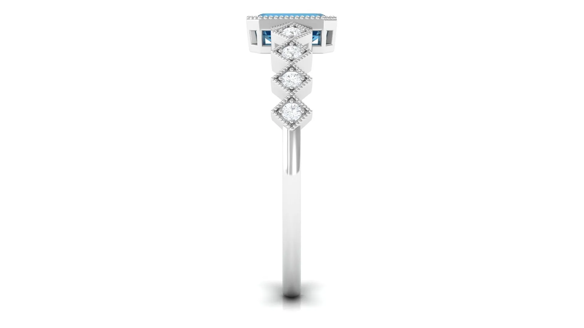 Certified London Blue Topaz Solitaire Ring with Diamond