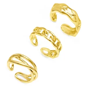 Chain Ring 14K Gold Adjustable Ring Set