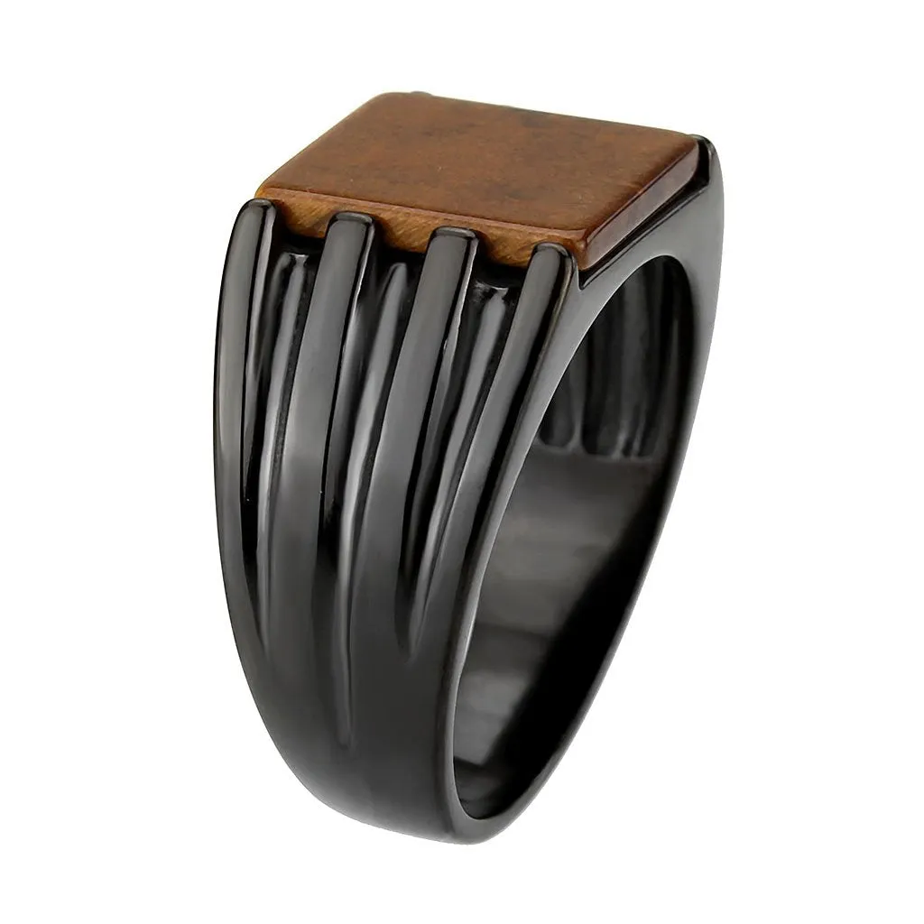 CJ3766 Wholesale Men's IP Black Stainless Steel Semi-Precious in Topaz Ring