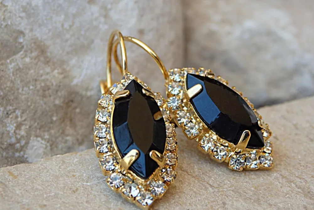 Clear Black Drop Earrings