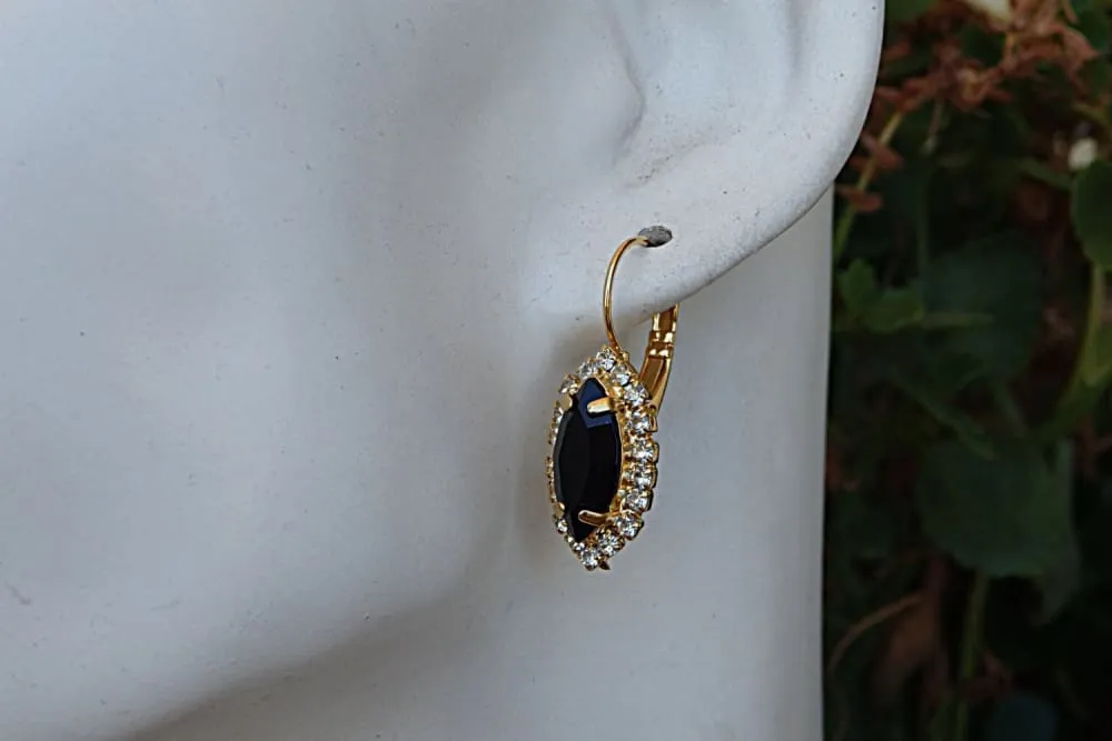 Clear Black Drop Earrings