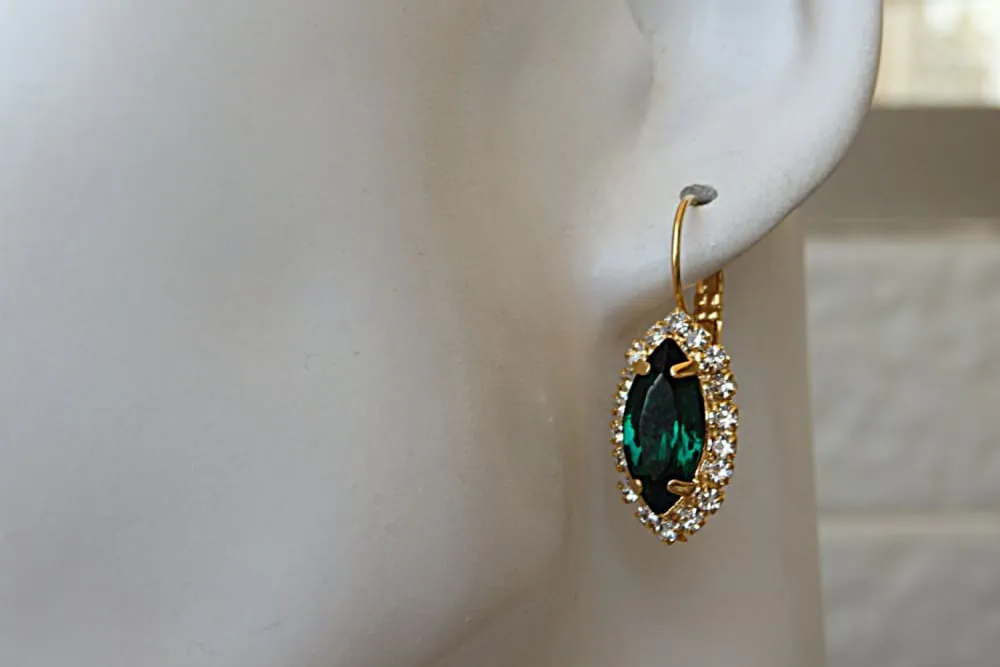 Clear Emerald Drop Earrings