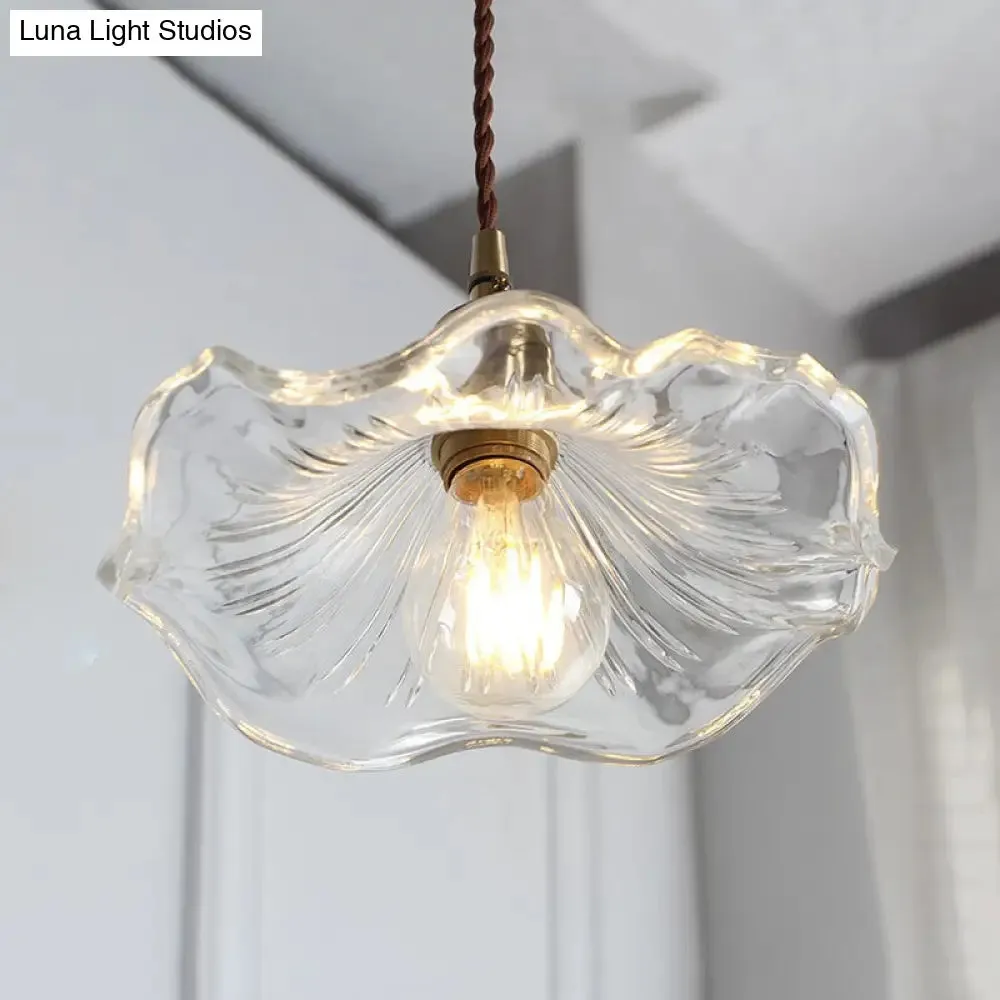 Contemporary Lotus Leaf Glass Pendant Light - Stylish Hallway Foyer Hanging Lamp