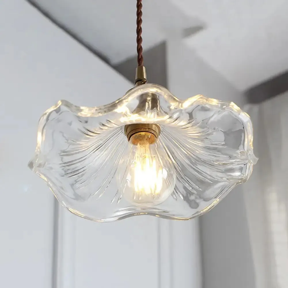 Contemporary Lotus Leaf Glass Pendant Light - Stylish Hallway Foyer Hanging Lamp