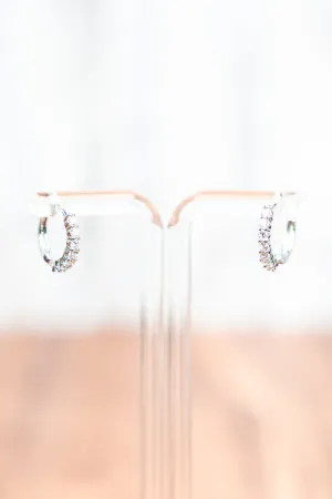 Crystal Avenue Arianna Cubic Zirconia Silvertone Huggie Hoop Earrings