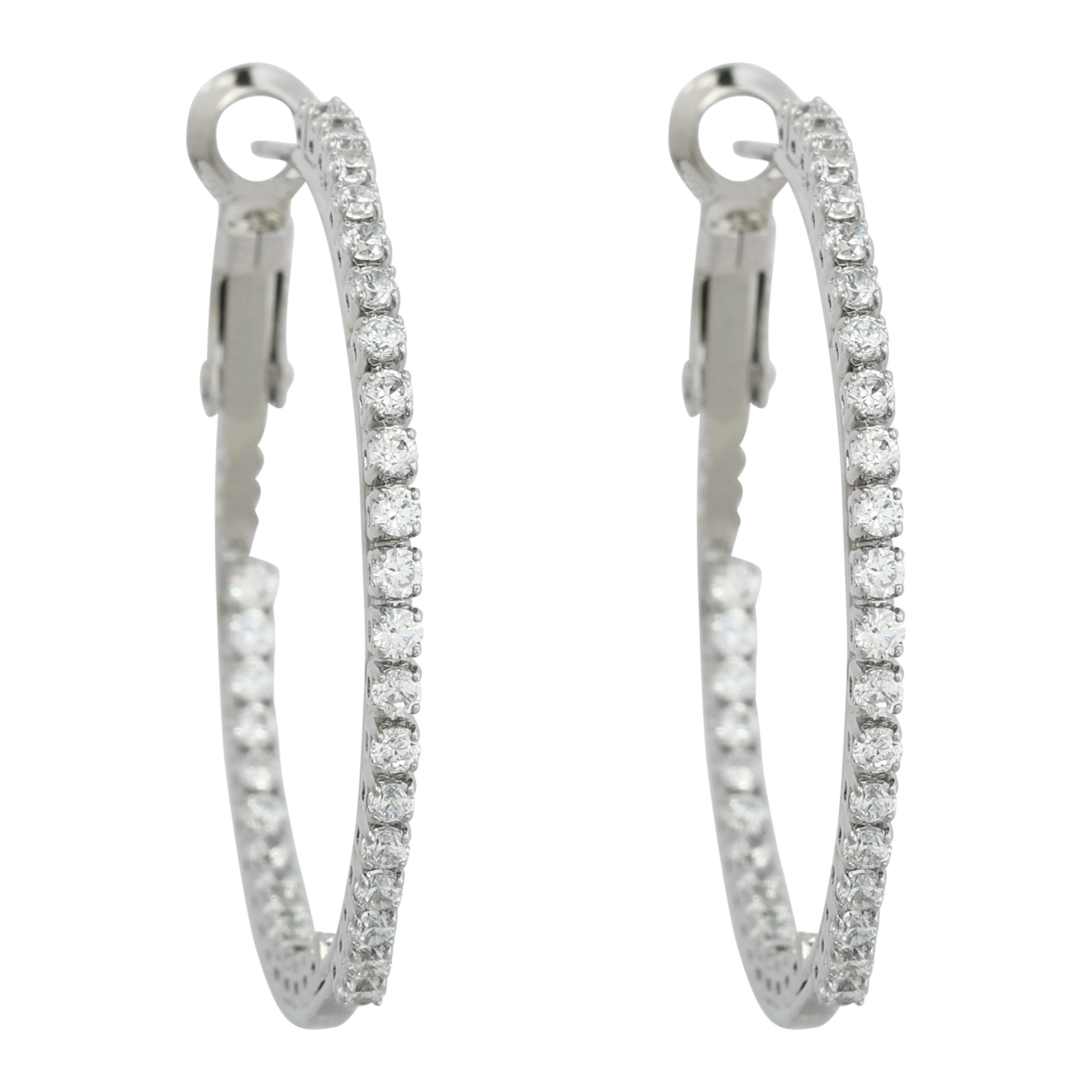 CRYSTAL SILVER HOOP EARRINGS