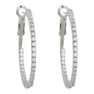 CRYSTAL SILVER HOOP EARRINGS