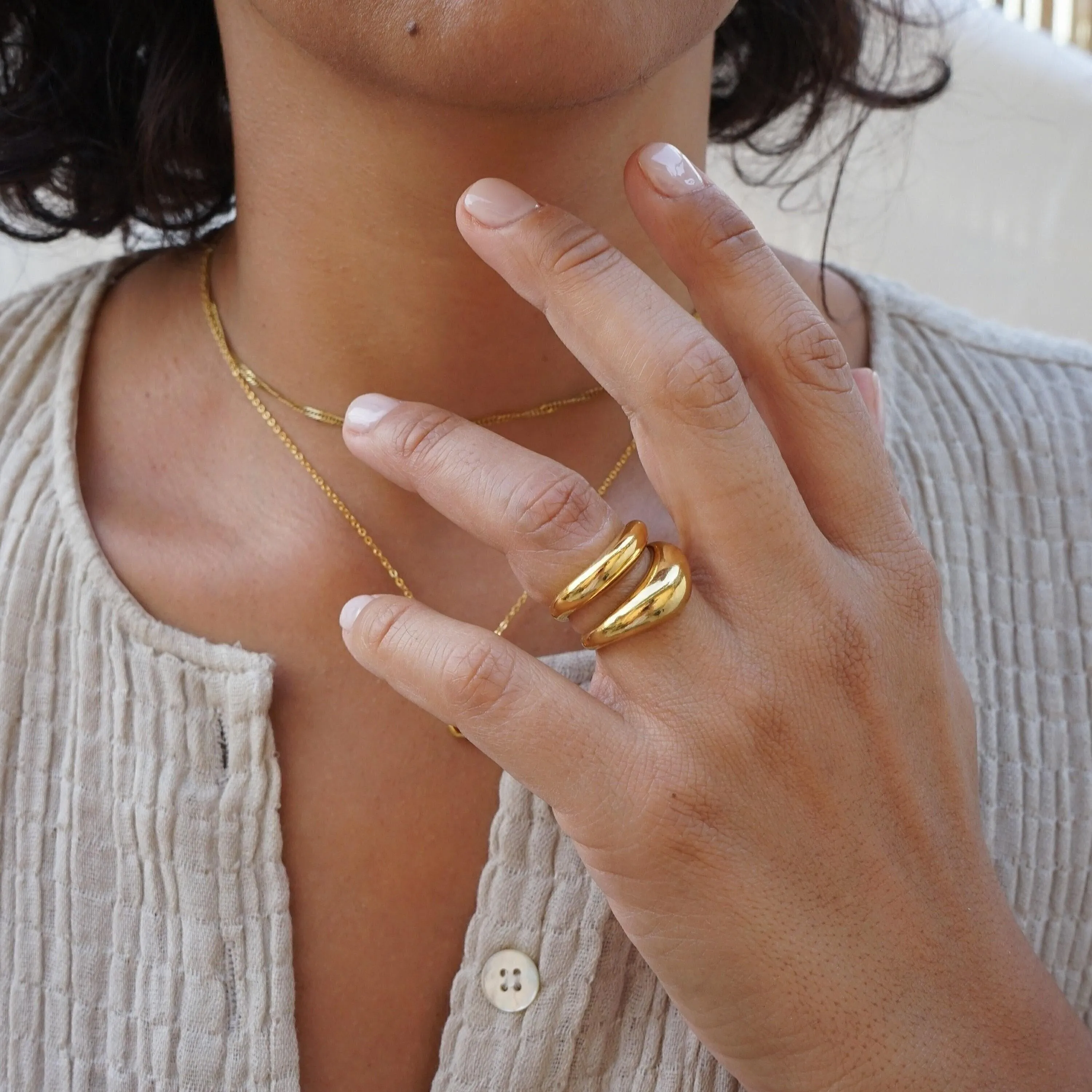 Dainty Gold Thin Soft Curve Ring