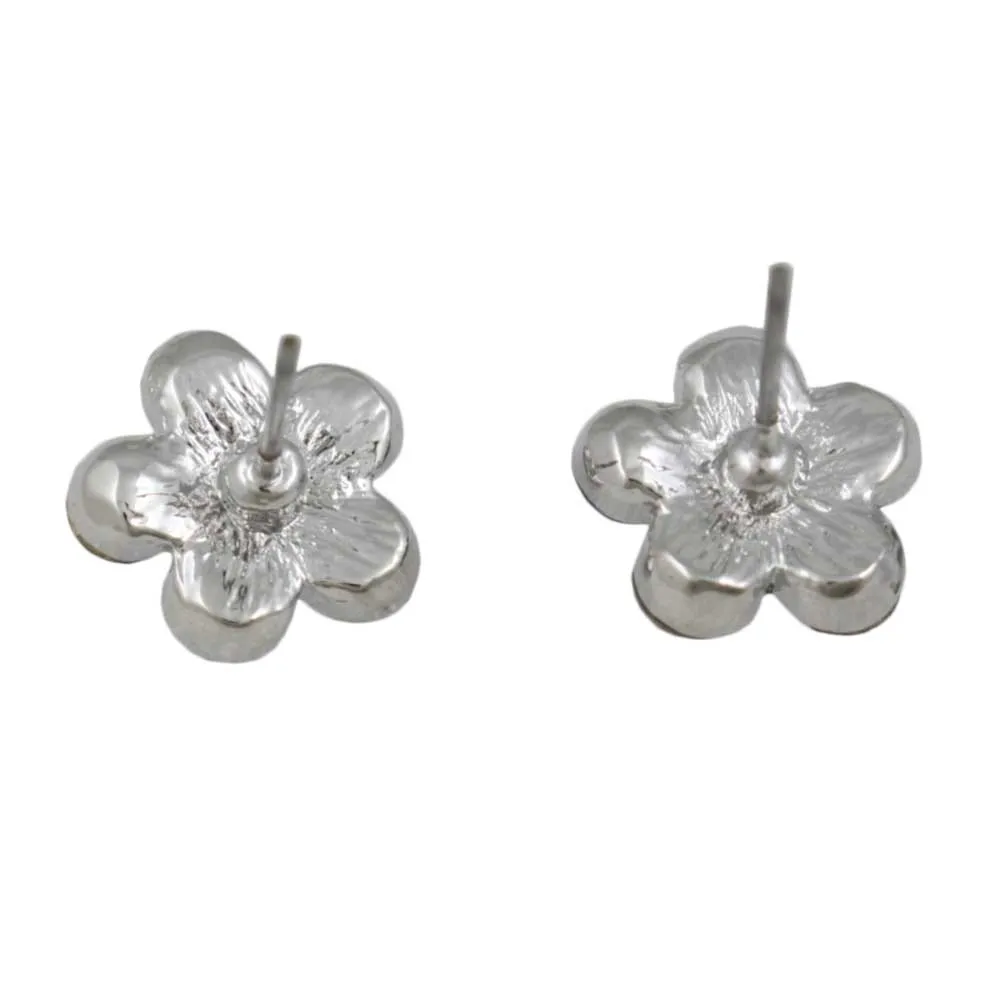 Dark Blue Crystal Daisy Stud Pierced Earring - PRL984EDB