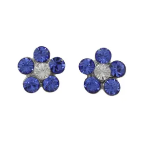 Dark Blue Crystal Daisy Stud Pierced Earring - PRL984EDB