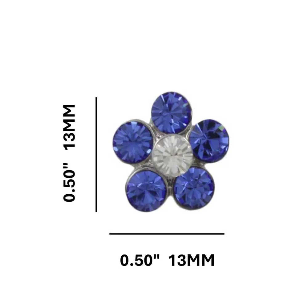 Dark Blue Crystal Daisy Stud Pierced Earring - PRL984EDB