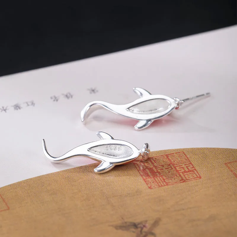 Design Epoxy Koi Stud Earrings Women's Chinese Style Simple