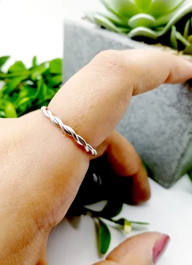 Double Twist Sterling Silver Band