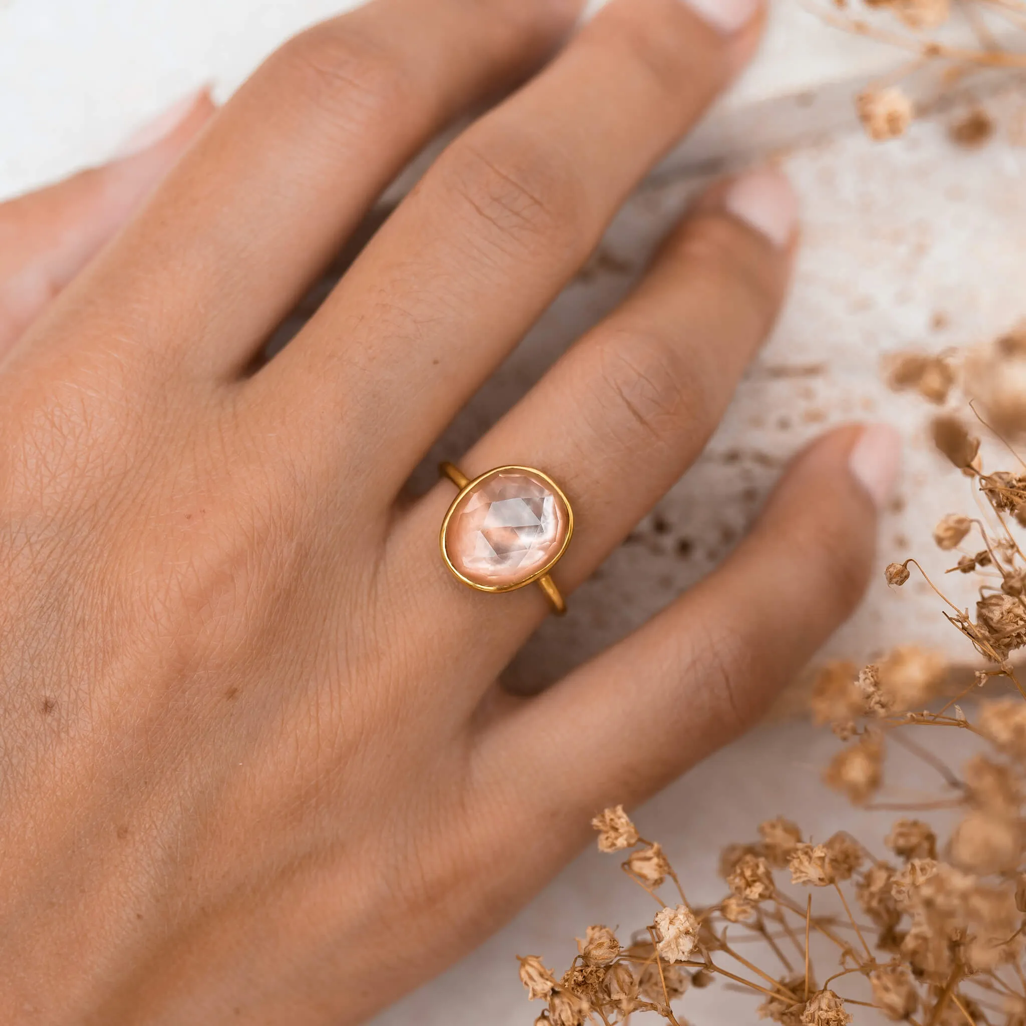 Dusty Coral Statement Ring - Window to my Soul