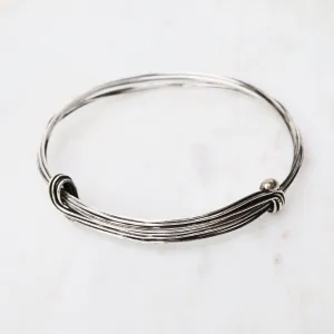 Elephant Hair Inspired Bangle - Oxidized Sterling Silver - 7 Lines