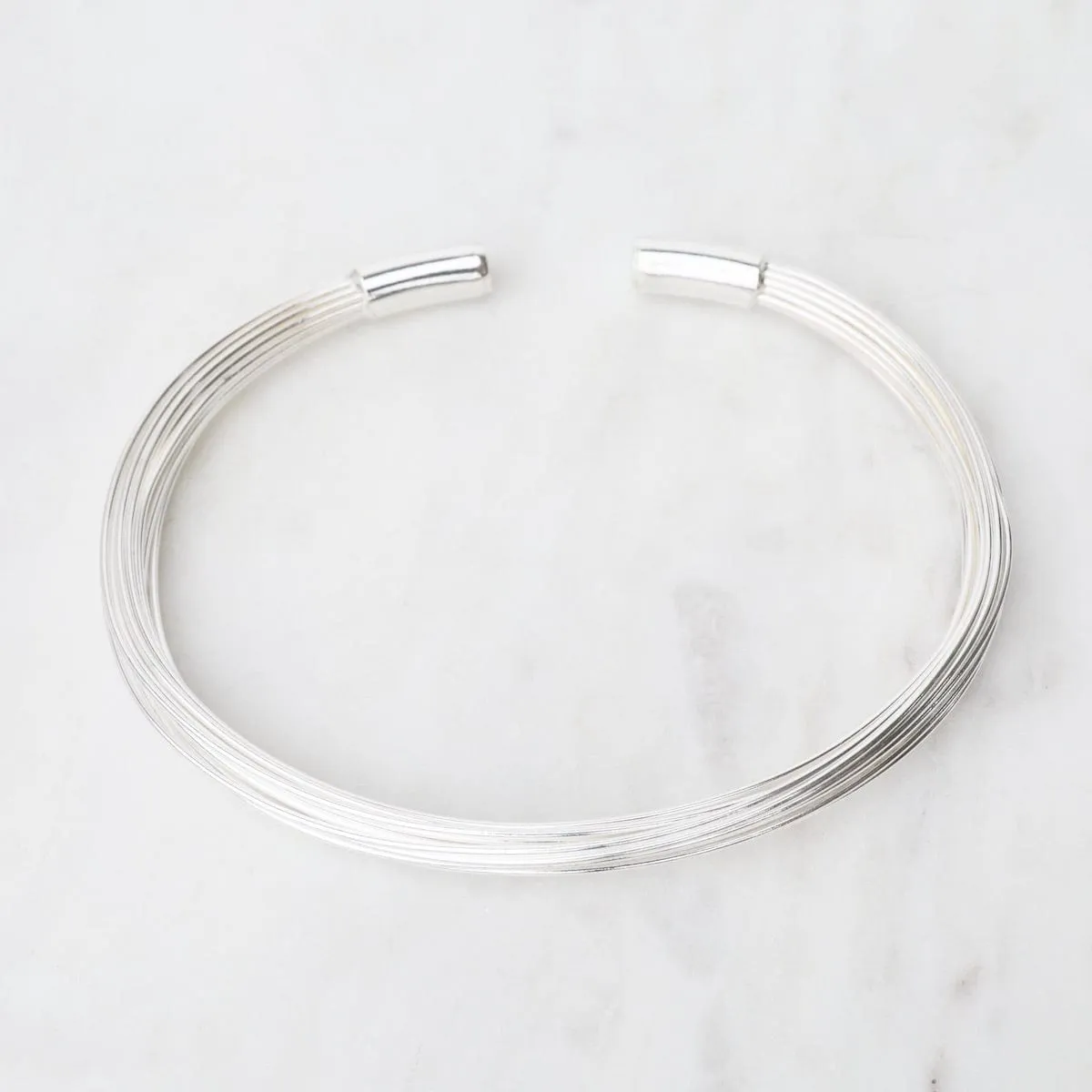 Elephant Hair Inspired Cuff - Shiny Sterling Silver - 20 Strands