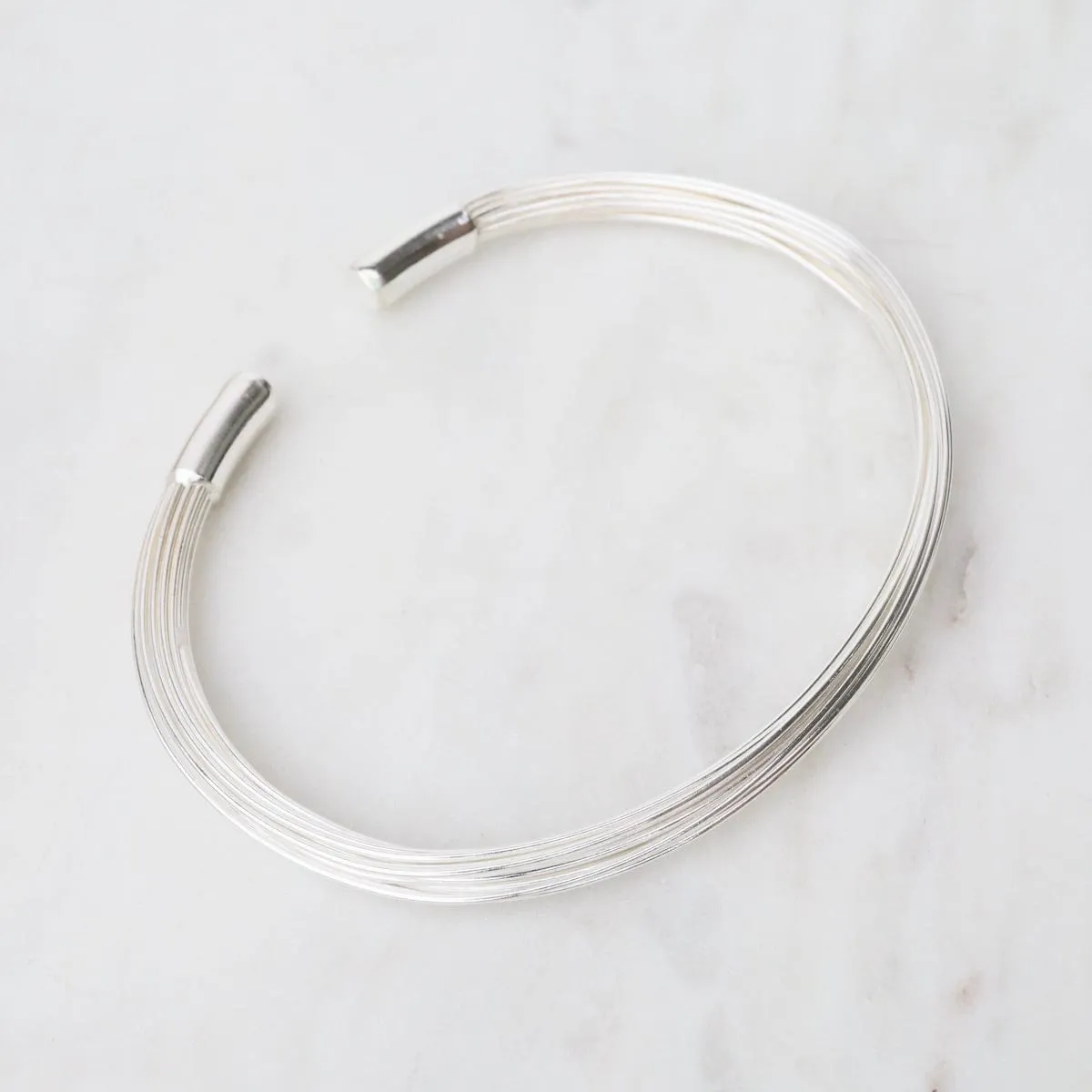 Elephant Hair Inspired Cuff - Shiny Sterling Silver - 20 Strands