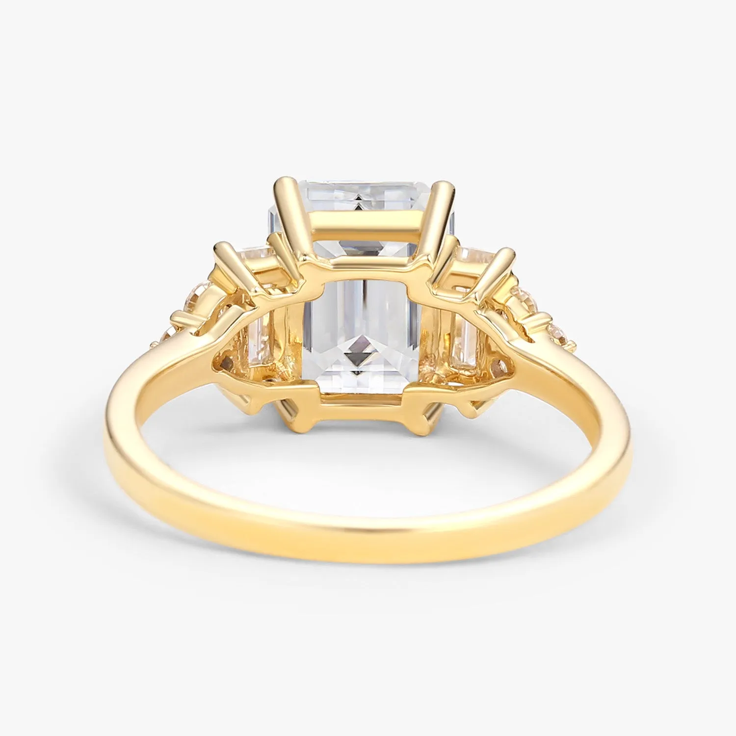 Emerald Cut Moissanite Vintage Three-stone Engagement Ring