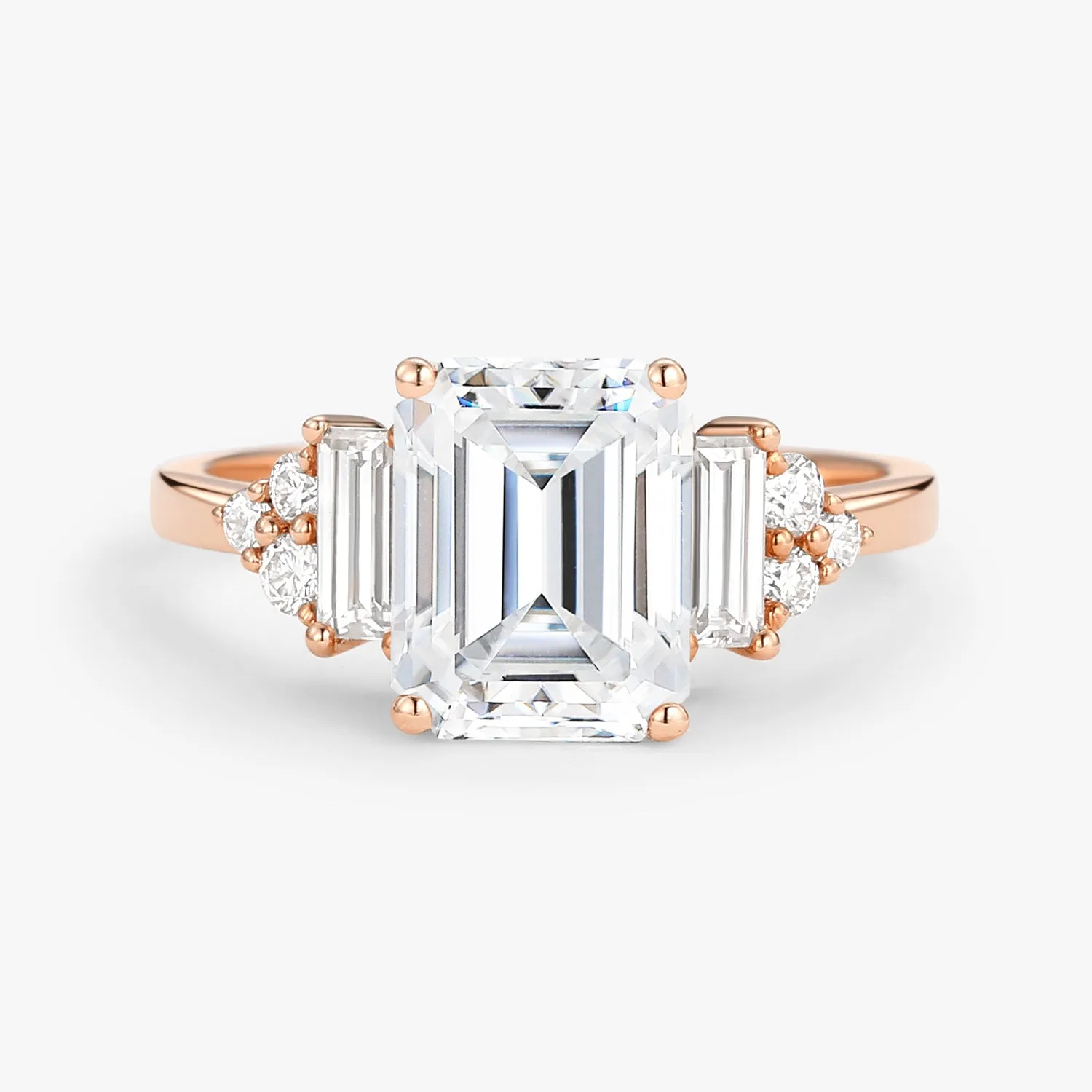 Emerald Cut Moissanite Vintage Three-stone Engagement Ring