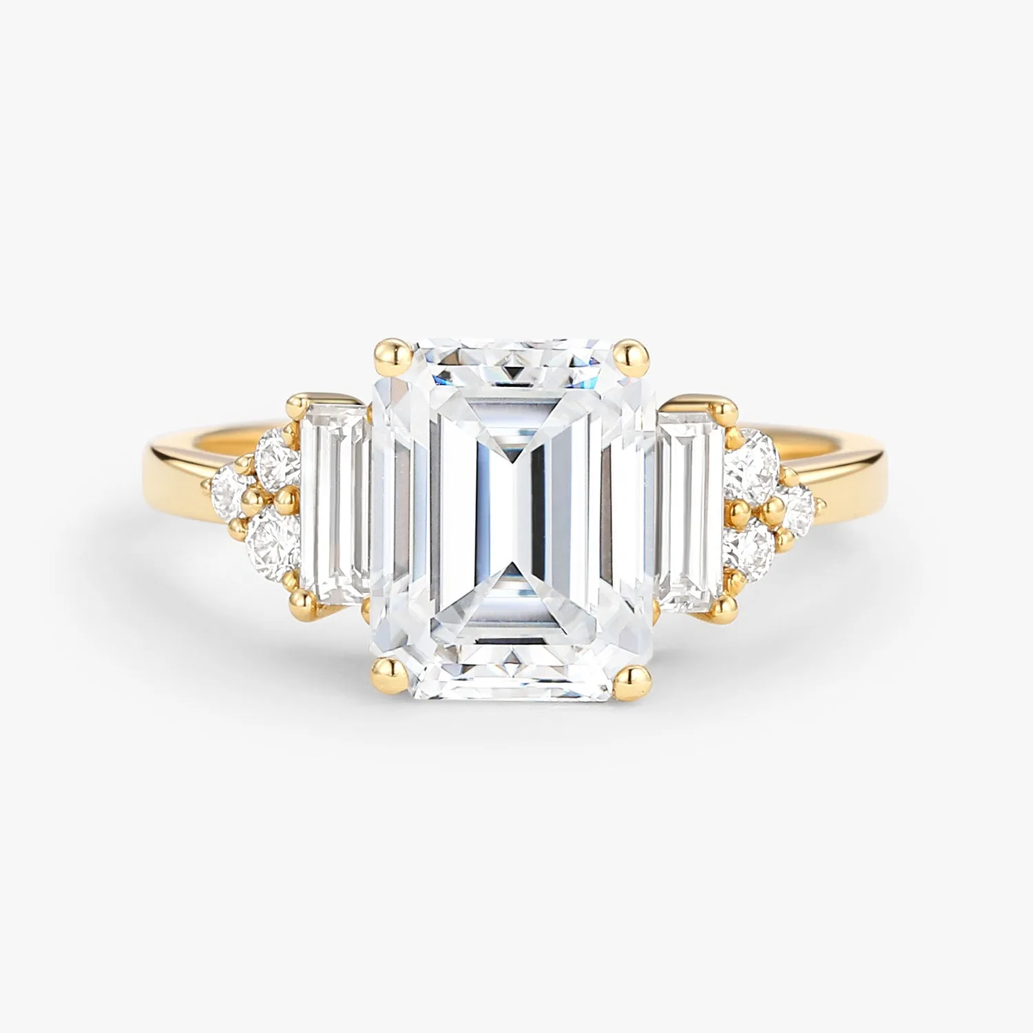 Emerald Cut Moissanite Vintage Three-stone Engagement Ring