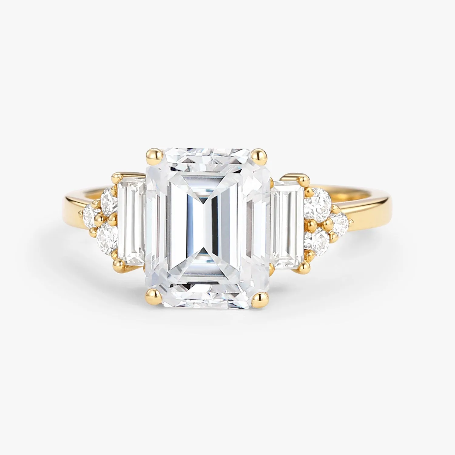 Emerald Cut Moissanite Vintage Three-stone Engagement Ring