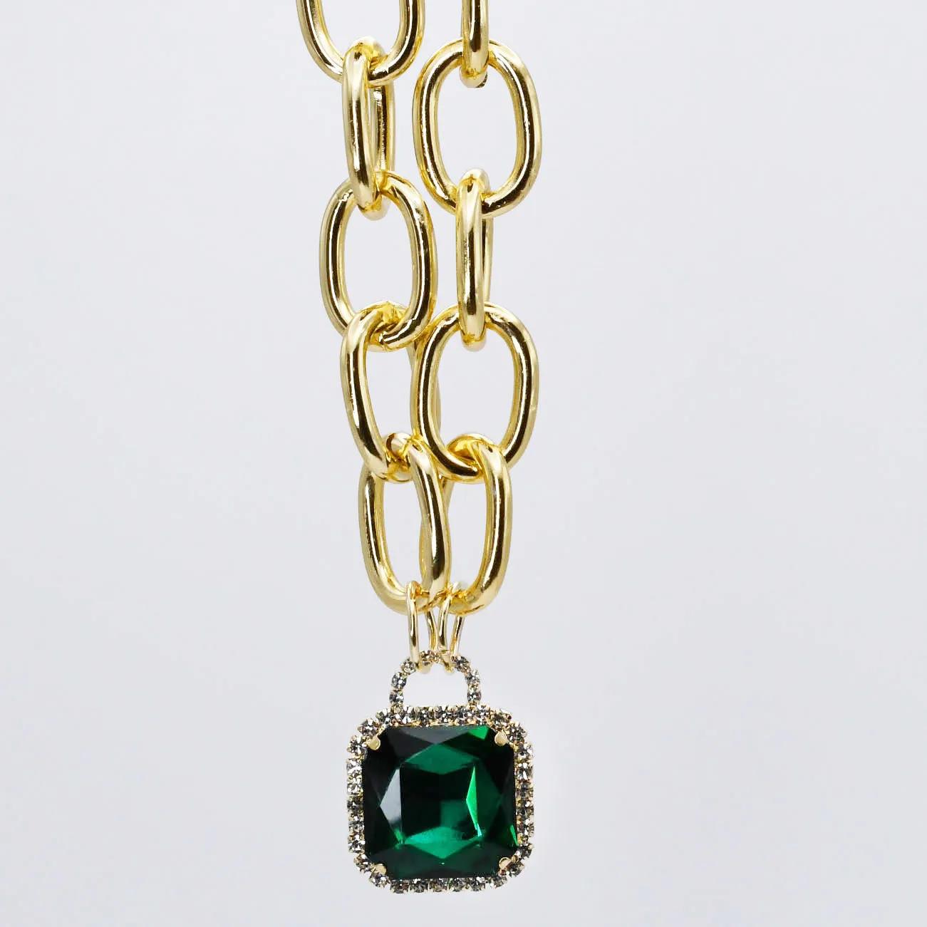 Emerald Glamour Chunk Necklace Gold